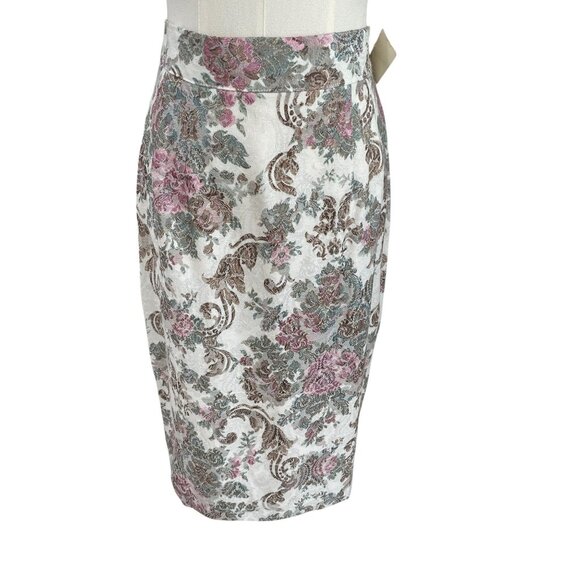 Vintage SL Fashions Floral Brocade Dress Set Puff Sleeve Peplum Bow Size 7/8 USA - Picture 9 of 14